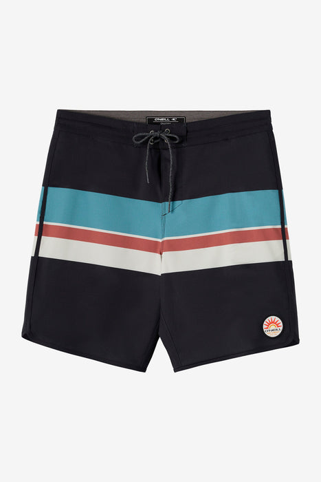 O'Neill Cruzer Stripe Scallop 18 Boardshorts-Black