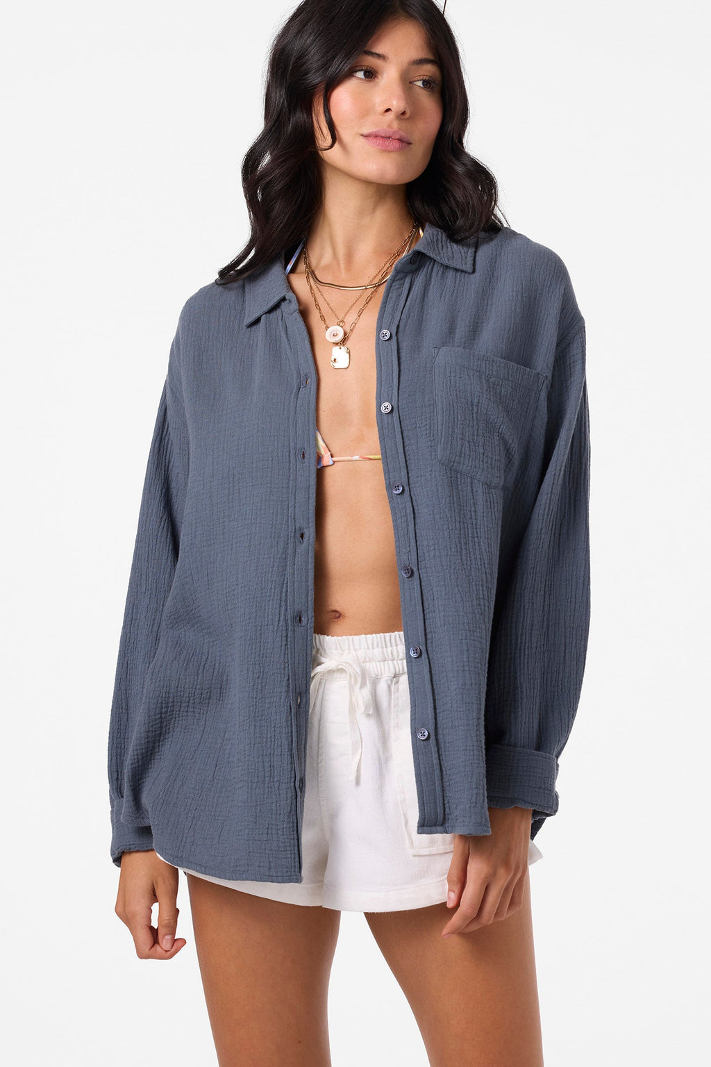 O'Neill Leni Relaxed L/S Shirt-Slate