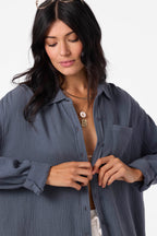 O'Neill Leni Relaxed L/S Shirt-Slate