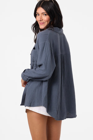 O'Neill Leni Relaxed L/S Shirt-Slate