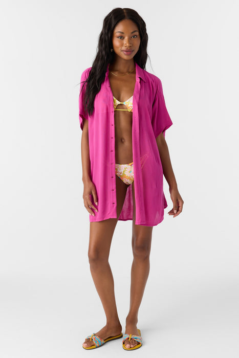 O'Neill Saltwater Solids Carlee Shirt-Fuchsia