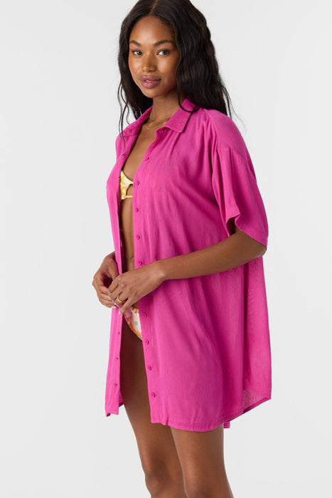 O'Neill Saltwater Solids Carlee Shirt-Fuchsia