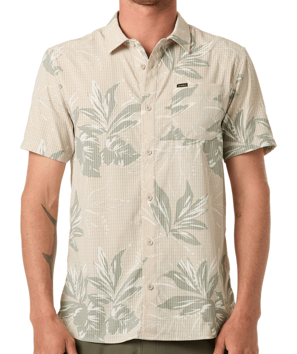 O'Neill Trvlr Perforated Printed Standard Woven Shirt-Lt Khaki