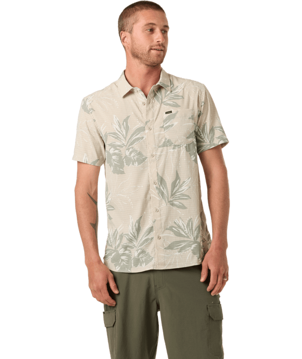 O'Neill Trvlr Perforated Printed Standard Woven Shirt-Lt Khaki