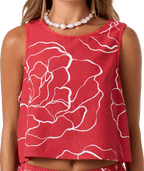 O'Neill Athena Floral Tank-Lifeguard Red