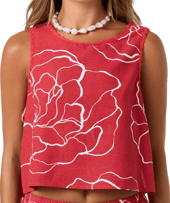 O'Neill Athena Floral Tank-Lifeguard Red