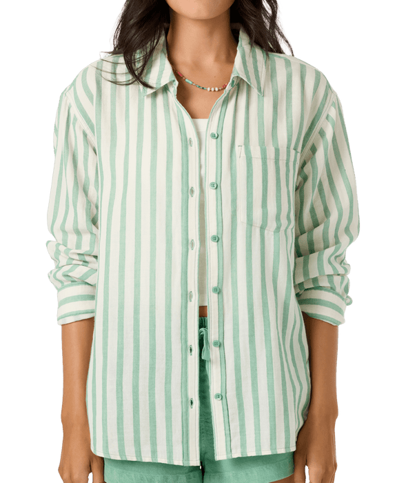 O'Neill Leni Stripe Relaxed L/S Shirt-Green