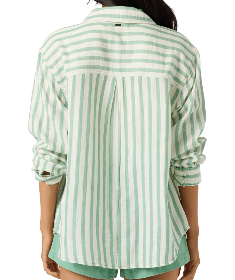 O'Neill Leni Stripe Relaxed L/S Shirt-Green