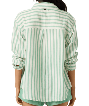 O'Neill Leni Stripe Relaxed L/S Shirt-Green— Alternate View