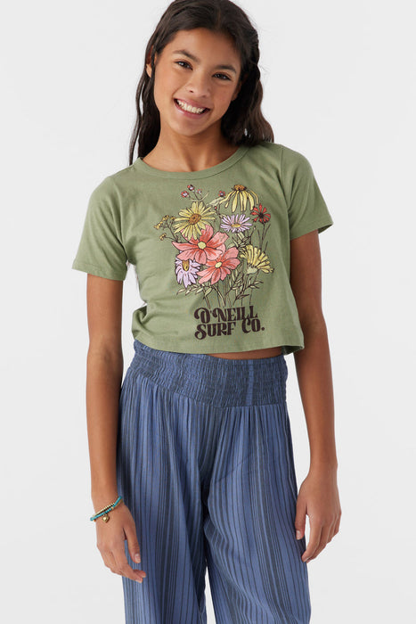 O'Neill Girls Bouquet Tee-Oil Green
