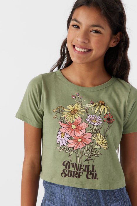 O'Neill Girls Bouquet Tee-Oil Green