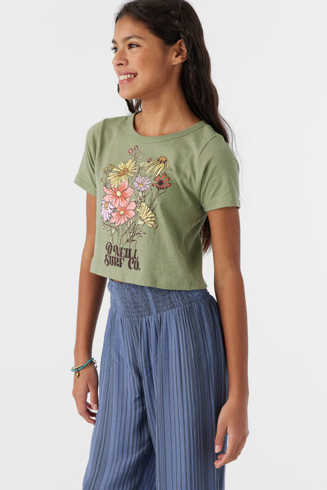 O'Neill Girls Bouquet Tee-Oil Green
