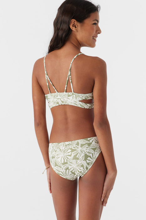 O'Neill Girls Halfmoon Tropical Wrap Top Bikini-Oil Green