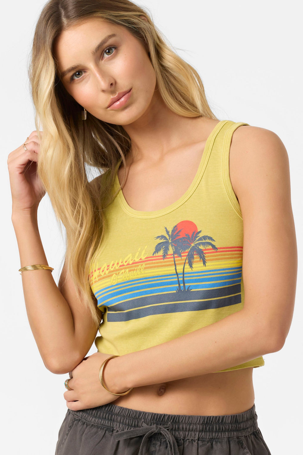 O'Neill Retro Stripe Tank-Golden Green