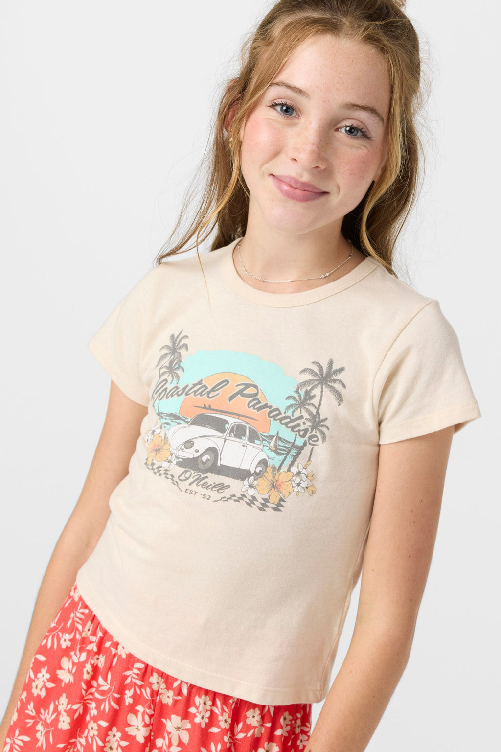 O'Neill Girls Coastal Paradise Tee-Tapioca