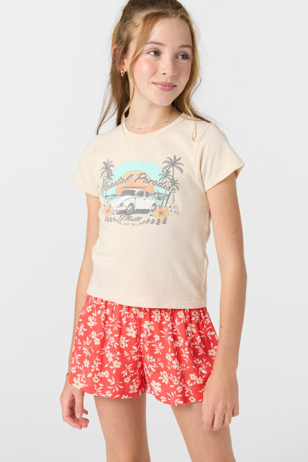 O'Neill Girls Coastal Paradise Tee-Tapioca