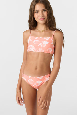 O'Neill Sandy Seashells Square Neck Bikini-Hot Coral