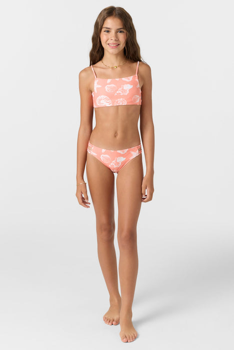 O'Neill Sandy Seashells Square Neck Bikini-Hot Coral