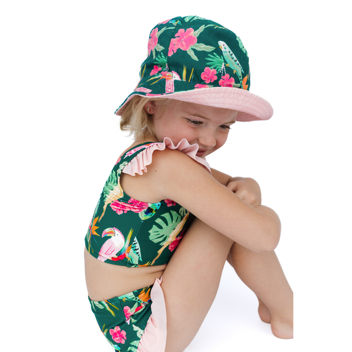 Emerson & Friends Isla Botanica Tropical Birds Reversible Bucket Hat-Green/Multi