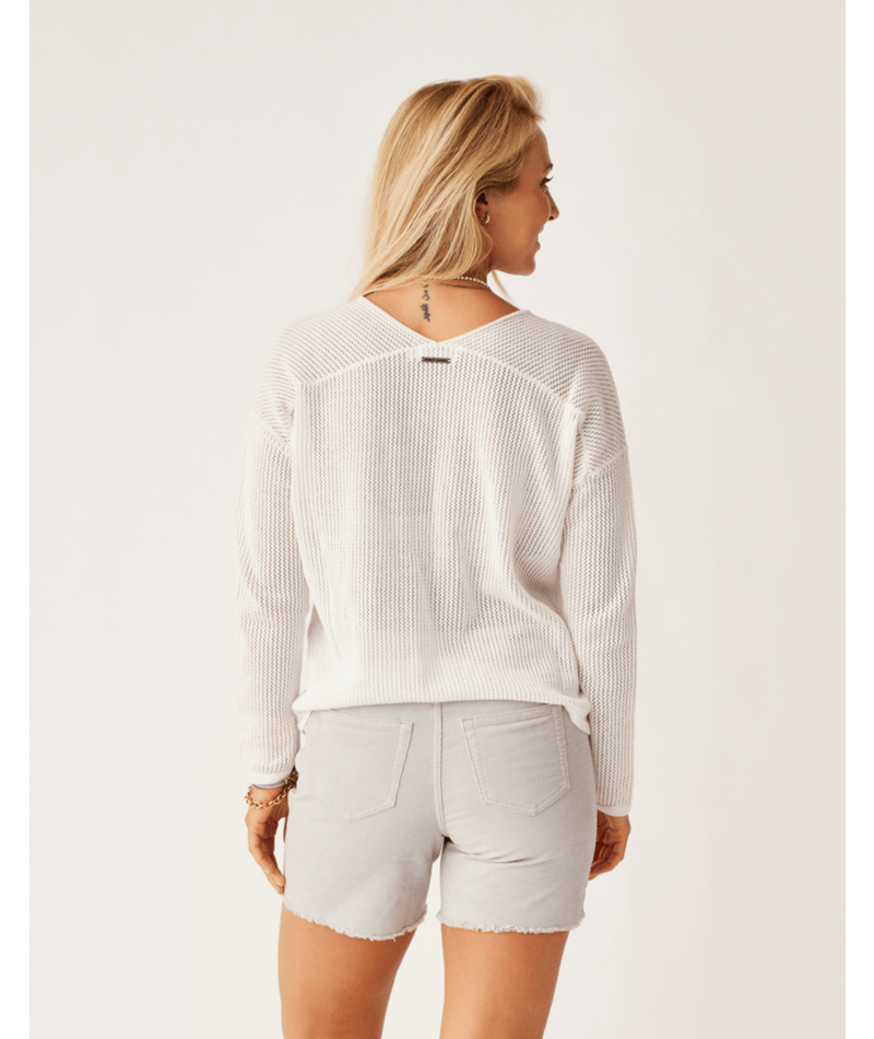 Carve Designs Zella Mesh Pullover Sweater-Cloud