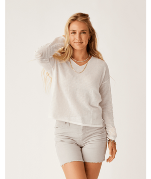 Carve Designs Zella Mesh Pullover Sweater-Cloud
