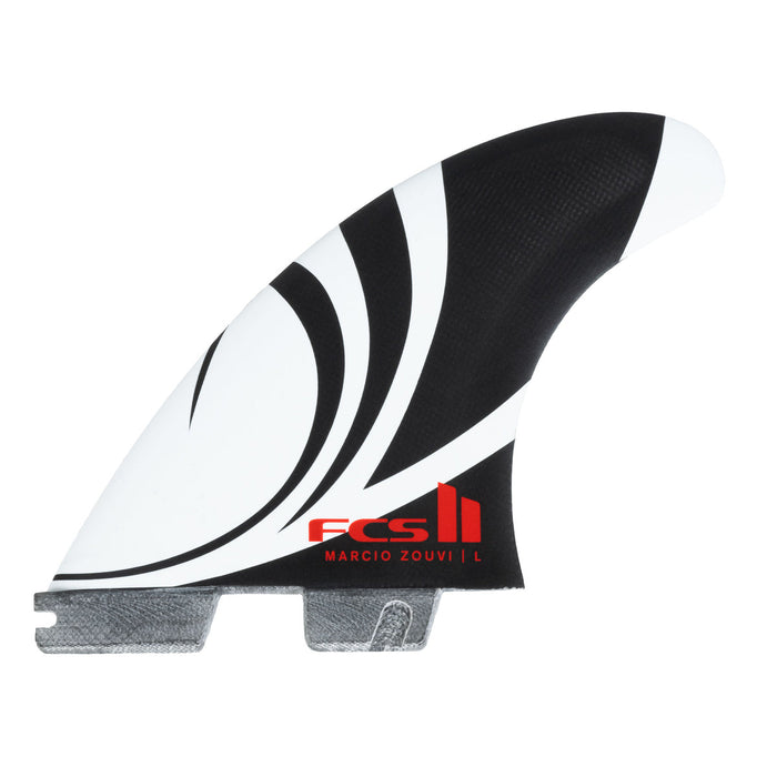 FCS II Sharpeye PC Carbon Tri Fin Set-Black/White-Large