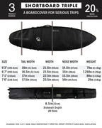 Creatures Shortboard Triple DT2 Boardbag-Black Silver