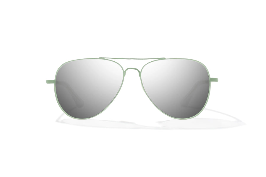 Bajio Soldado Sunglasses-Light Grn Glass Matte/Slvr Mrr Poly