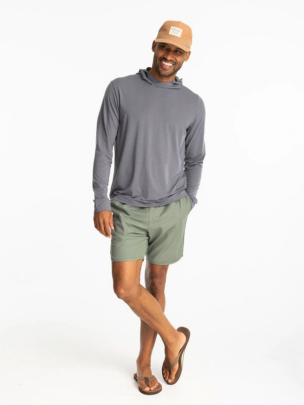 Free Fly Elevate Lightweight Hooded L/S Shirt-Smoke
