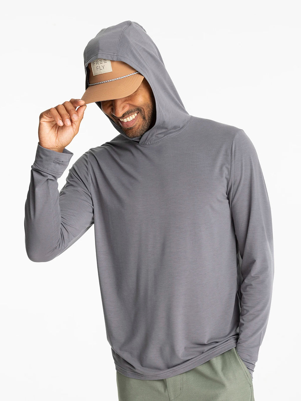 Free Fly Elevate Lightweight Hooded L/S Shirt-Smoke