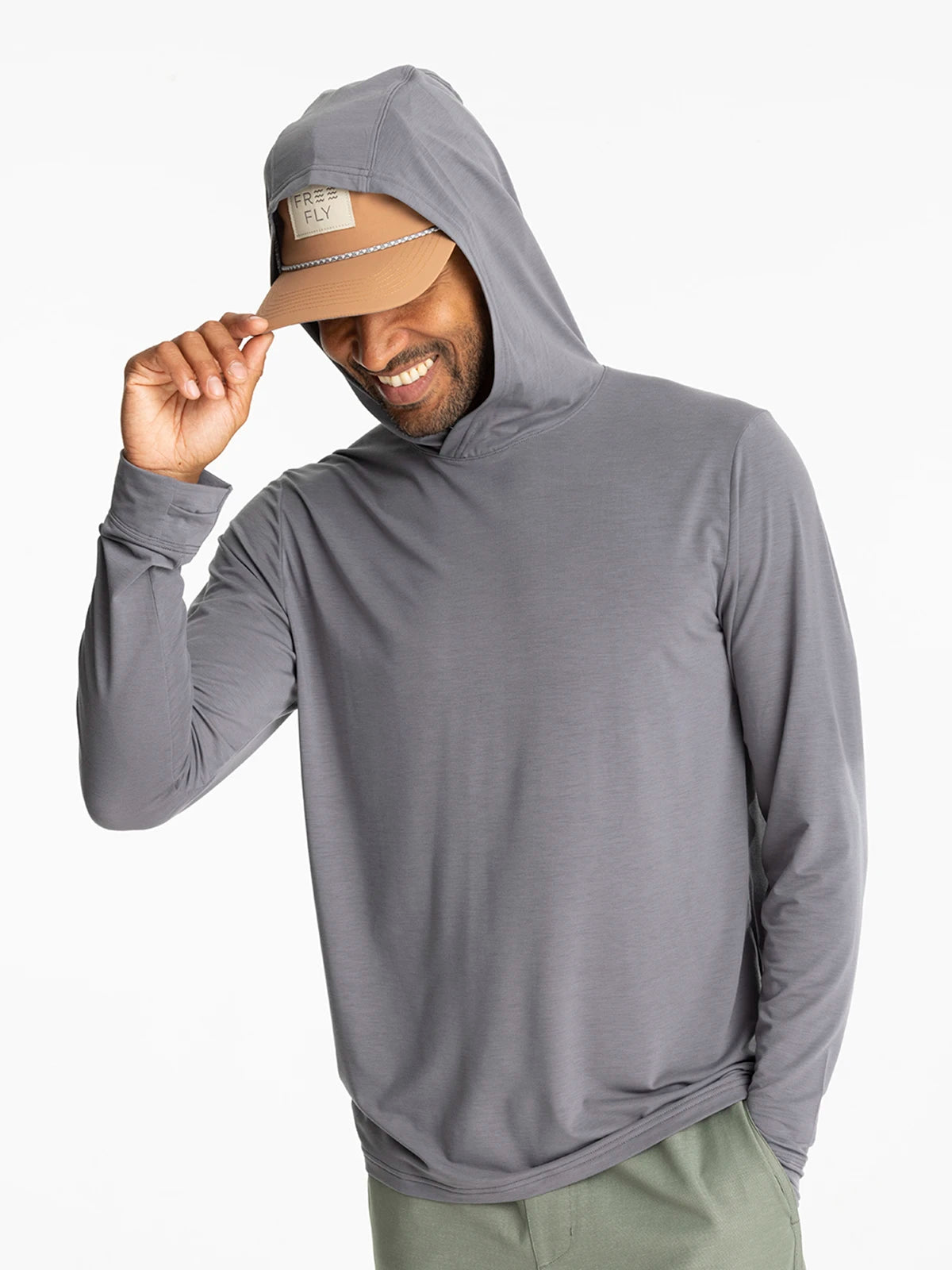 Free Fly Elevate Lightweight Hooded L/S Shirt-Smoke