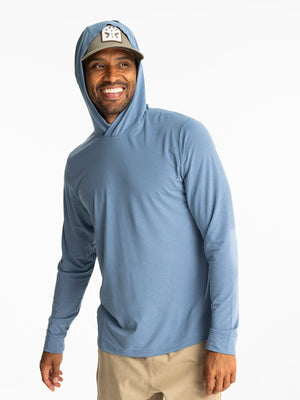 Free Fly Elevate Lightweight Hooded L/S Shirt-Bluestone