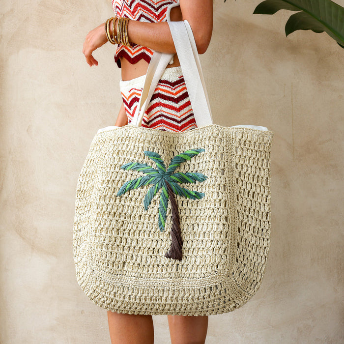 Kulani Kinis Straw Beach Tote Bag-Palm Breeze
