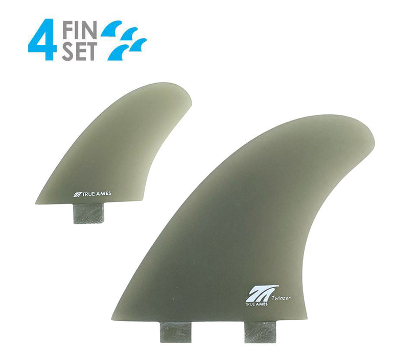 True Ames FCS Fiberglass Twinzer Fin Set-Smoke