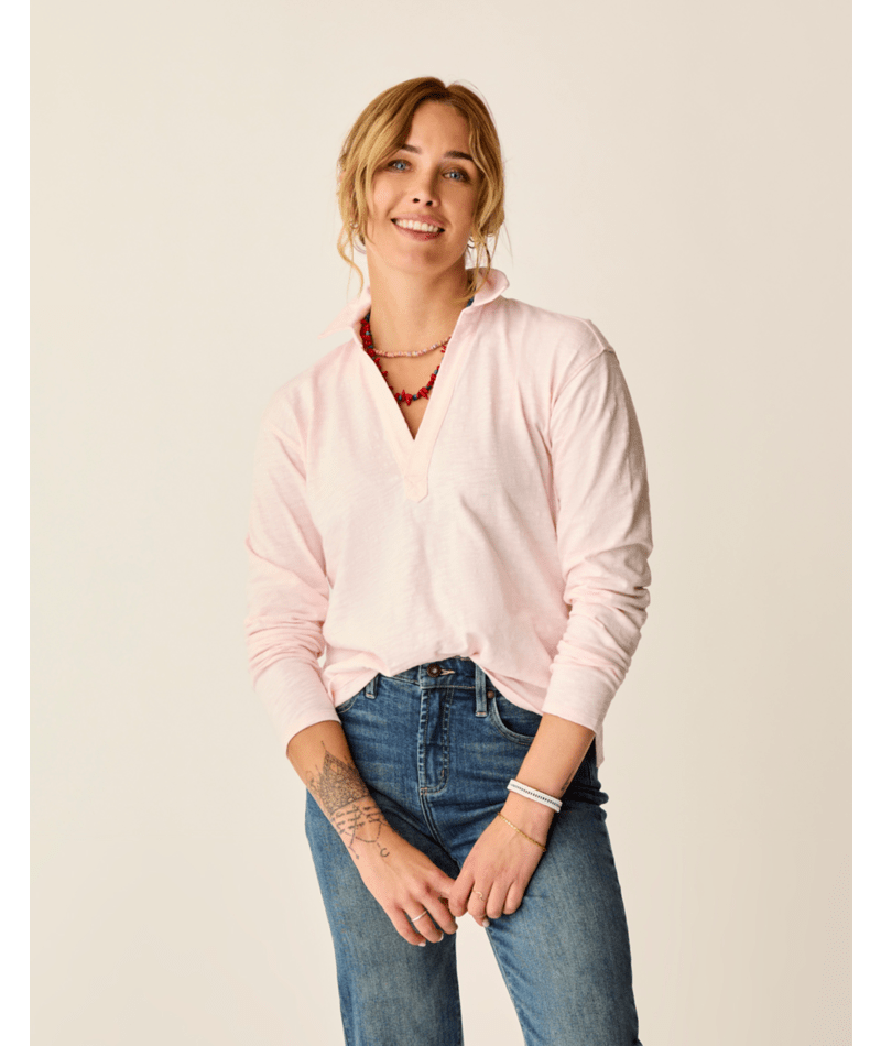 Carve Designs Mara Slub Polo L/S Shirt-Pastel