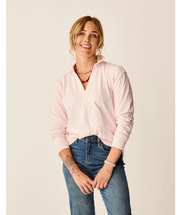 Carve Designs Mara Slub Polo L/S Shirt-Pastel
