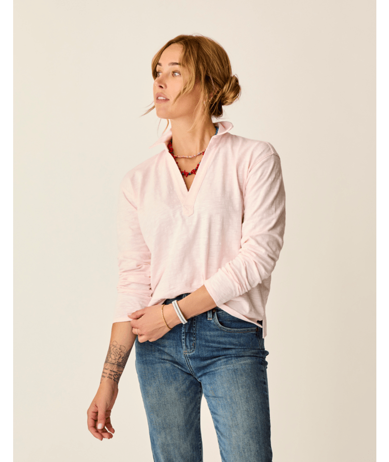 Carve Designs Mara Slub Polo L/S Shirt-Pastel