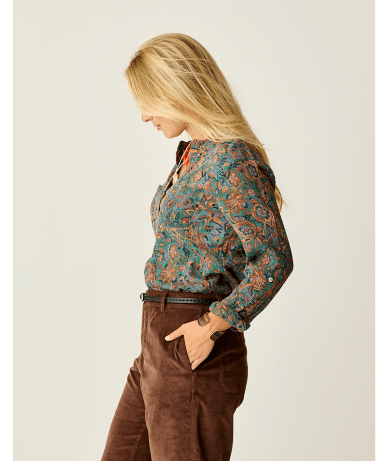 Carve Designs Dylan Gauze L/S Shirt-Bistro Floral