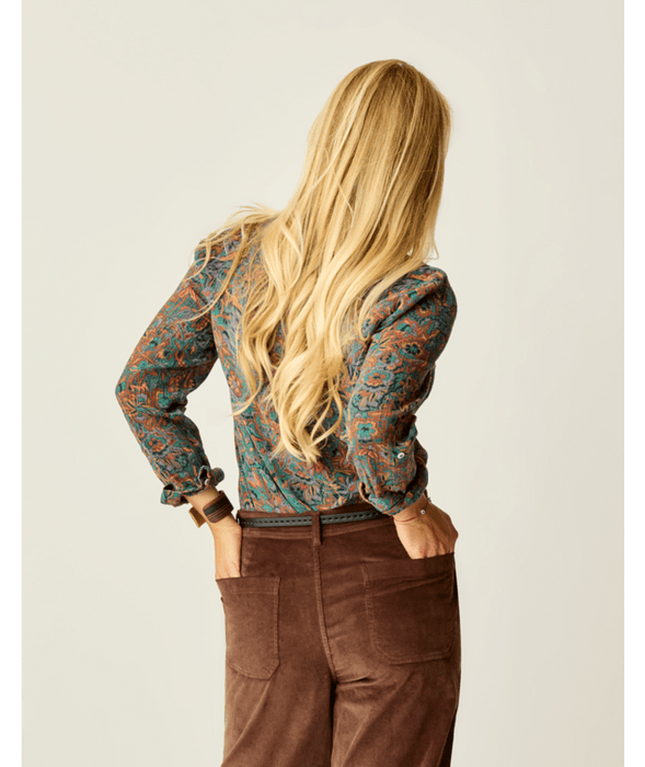 Carve Designs Dylan Gauze L/S Shirt-Bistro Floral