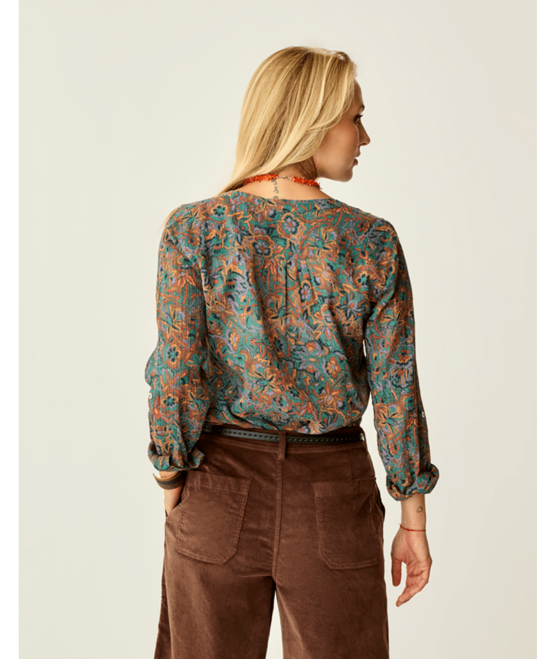 Carve Designs Dylan Gauze L/S Shirt-Bistro Floral
