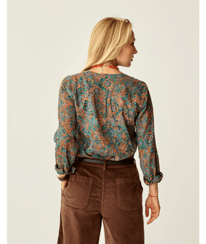 Carve Designs Dylan Gauze L/S Shirt-Bistro Floral