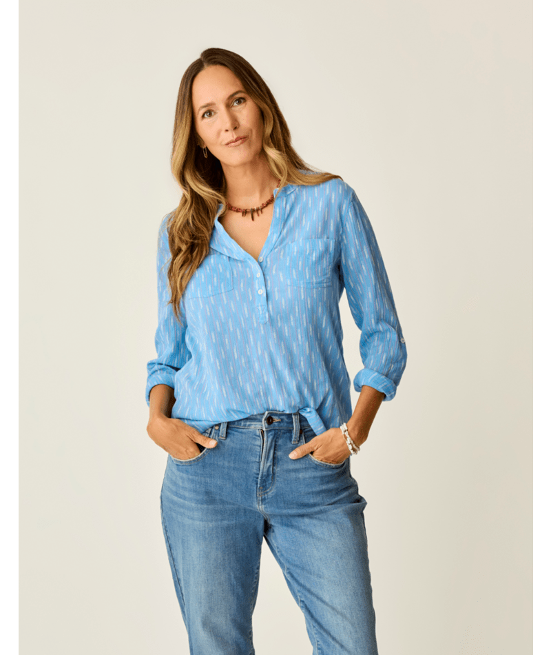 Carve Designs Dylan Gauze L/S Shirt-Capri Ikat