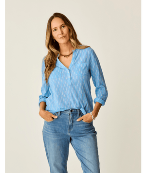 Carve Designs Dylan Gauze L/S Shirt-Capri Ikat