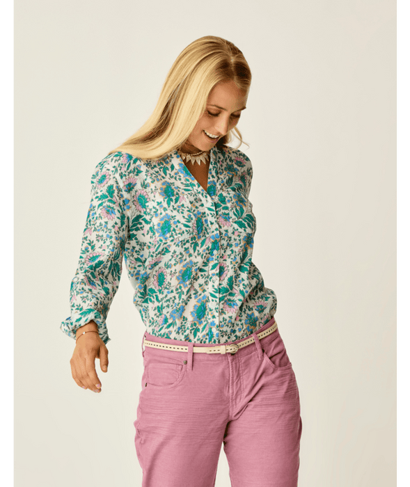 Carve Designs Dylan Gauze Tunic L/S Shirt-Cloud Multifloral