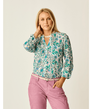 Carve Designs Dylan Gauze Tunic L/S Shirt-Cloud Multifloral