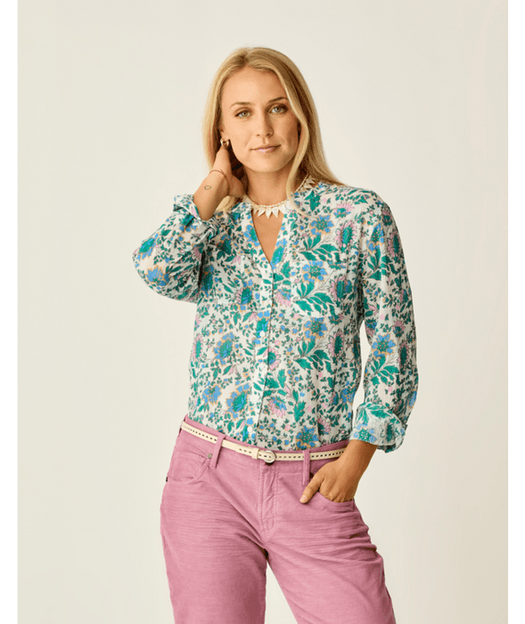 Carve Designs Dylan Gauze Tunic L/S Shirt-Cloud Multifloral