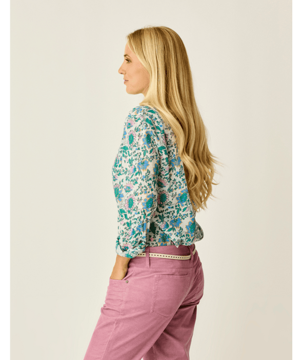Carve Designs Dylan Gauze Tunic L/S Shirt-Cloud Multifloral