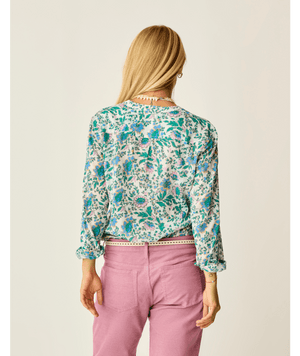 Carve Designs Dylan Gauze Tunic L/S Shirt-Cloud Multifloral