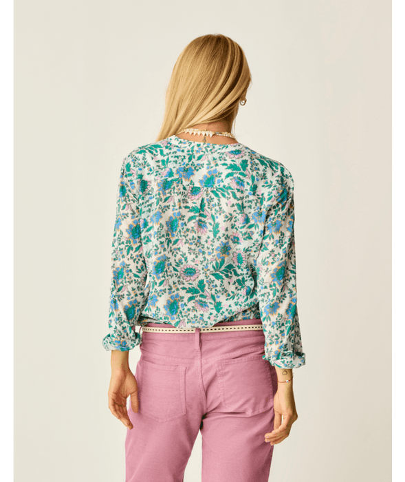 Carve Designs Dylan Gauze Tunic L/S Shirt-Cloud Multifloral