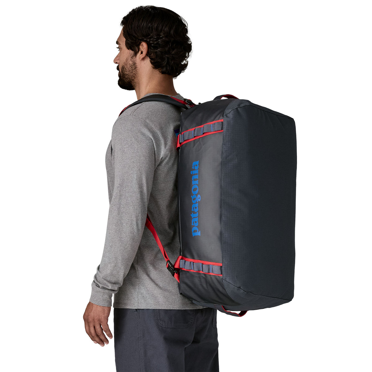 Patagonia Black Hole Duffel 55L Bag-Smolder Blue w/Amanita Red